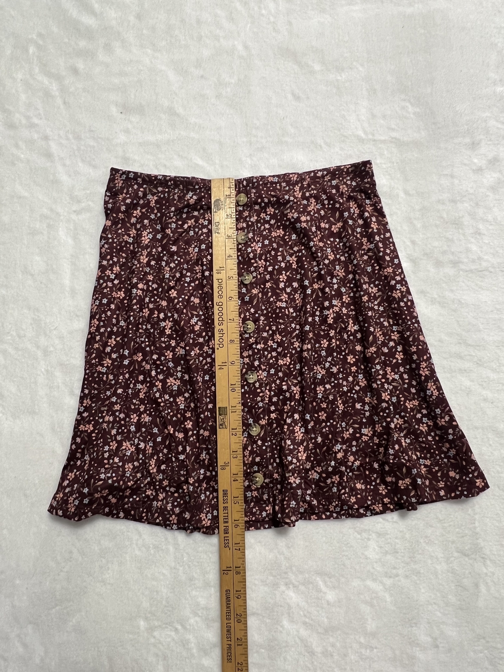 Wallflower Burgundy Floral Button-Front Skater Skirt - Picture 6 of 6